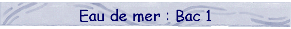 Eau de mer : Bac 1